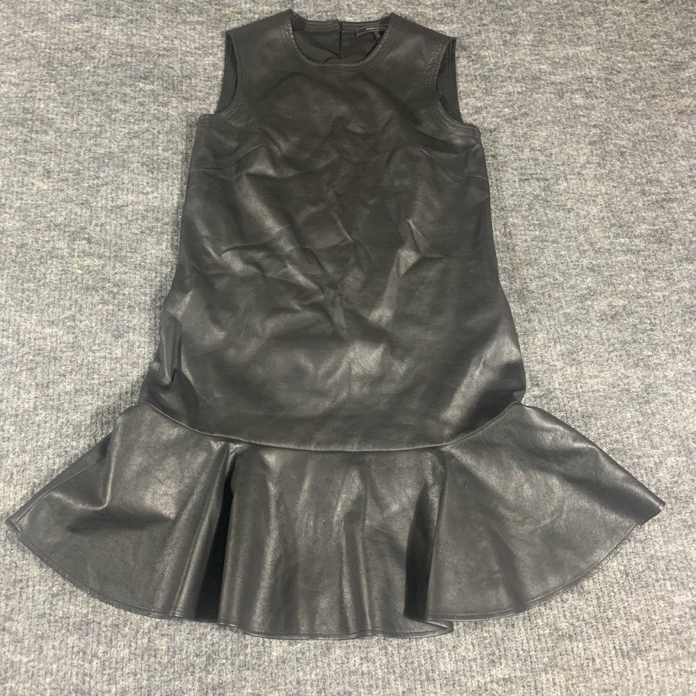 BCBGMaxazria Dress Womens XXS Black‎ Black Leather Drop Waist Sexy Whimsigoth
